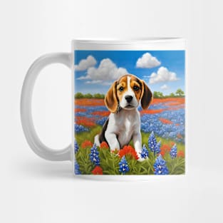 Beagle Puppy in Texas Wildflower Field Mug